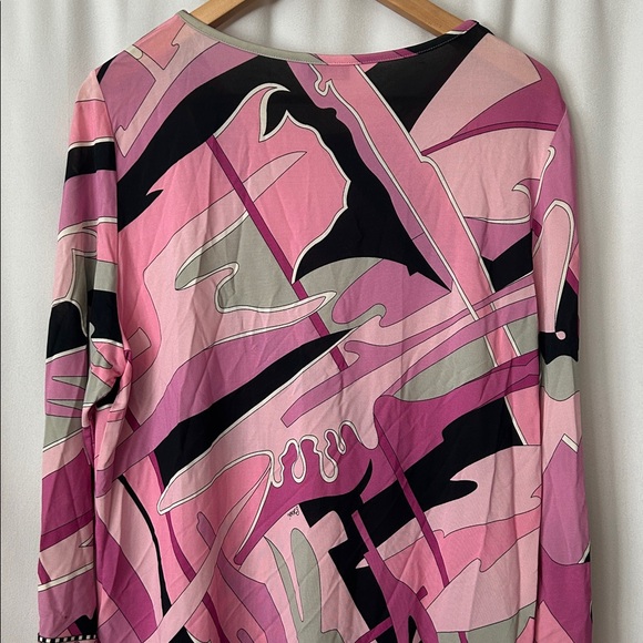 Averardo Bessi Pink/Gray Abstract Pattern Long Sleeve Tunic Shirt Top **Sz 16** - Picture 5 of 12